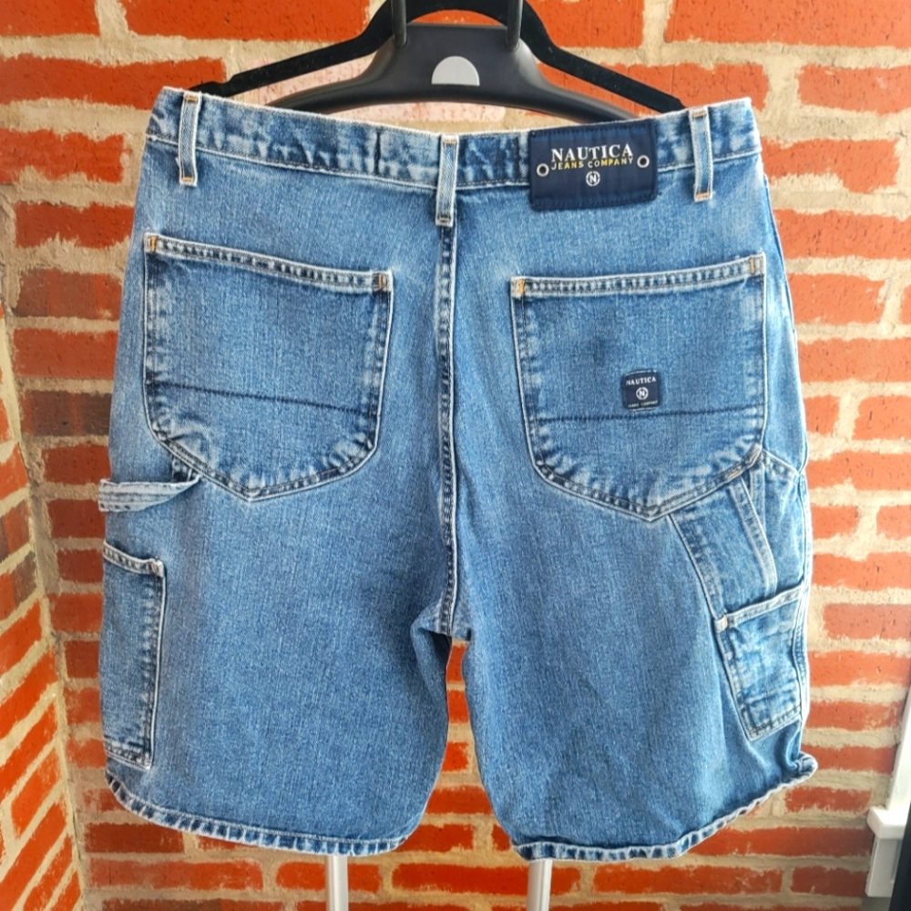 Nautica *Vintage*, Men's Cargo Jean Shorts, Size 34, Blue Denim